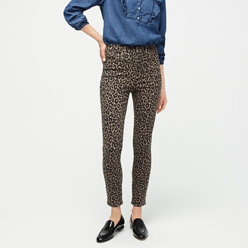 J Crew Leopard Toothpick High-Rise Jeans